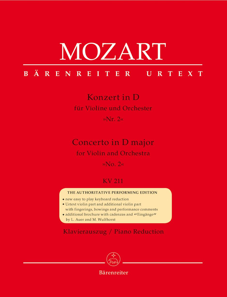 MOZART VIOLIN CONCERTO #2 IN D MAJOR K211