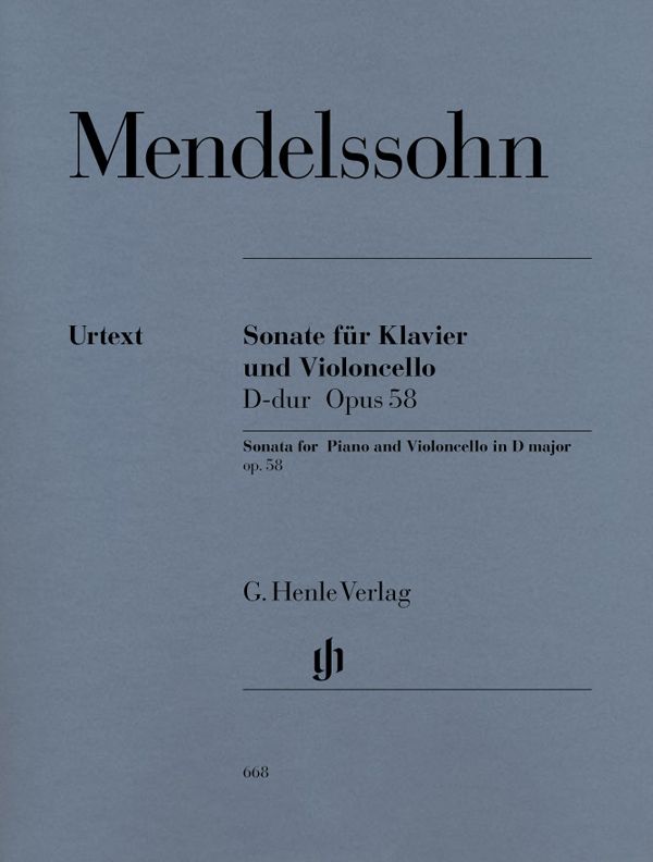 MENDELSSOHN OP58 CEL SONATE D MAJ